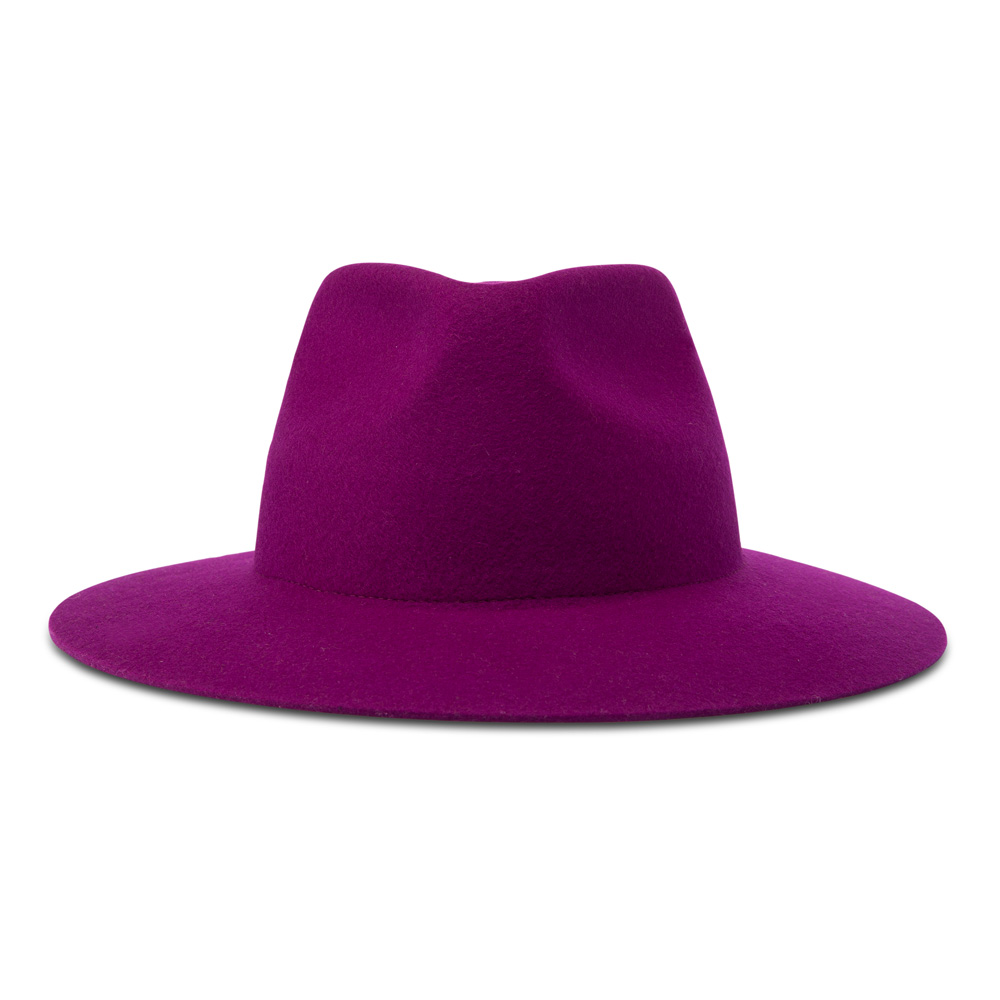 Bronte-fuchsia pink Charley-wool felt fedora hat- stiff brim