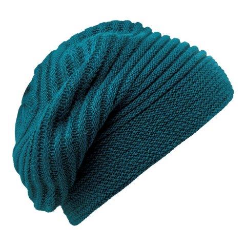 Bronté- Faraona -finely knitted beanie-beret in teal green, wool/alpaca mix, winter beanie with double-layer, to give extra warmth.