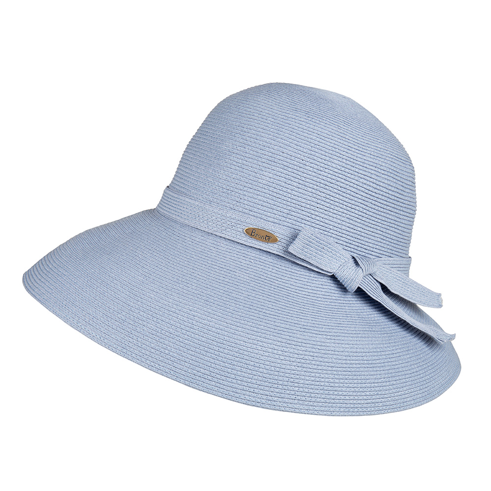 Bronte-Joanna- wide-brim sunhat with UV 50 protection in lavender blue: size adjustable, rollable