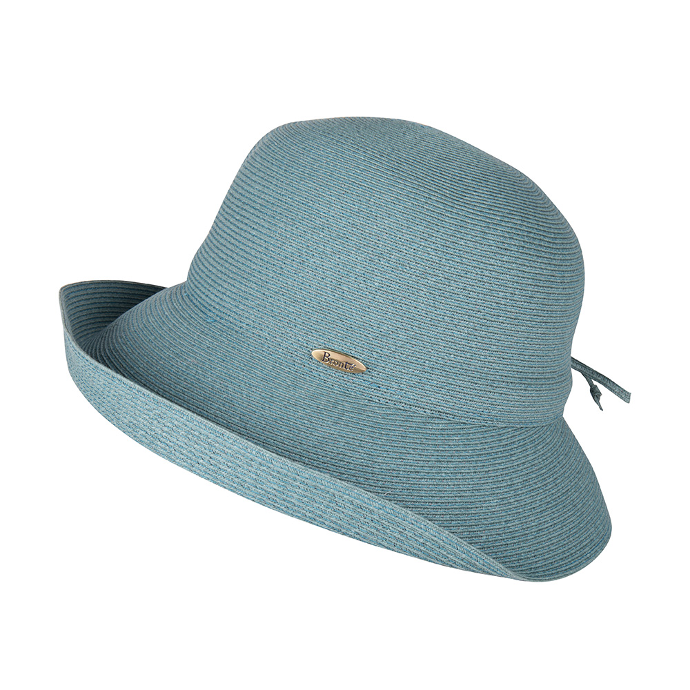 Bronte teal blue Zoey sun hat, rollable cloche hat with UW 50 sun protection, size adjustable