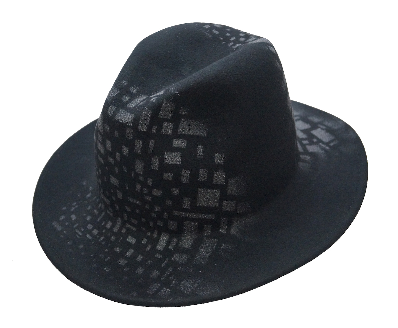 Celine Robert- Urbane hand-painted wool felt fedora hat - black