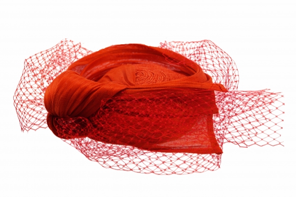 Celine Robert - Tejero - buntal pillbox hat - red