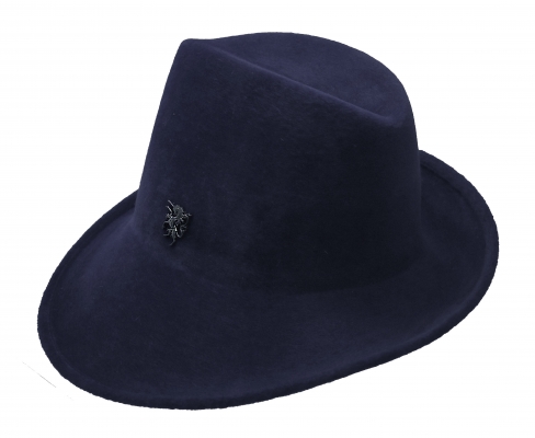 Philip Treacy- side-sweep trilby hat in velour felt with unicorn-grey