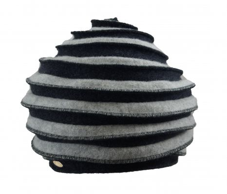 Nicki Marquardt- Altona- wool beret/beanie - silver grey+ dark grey