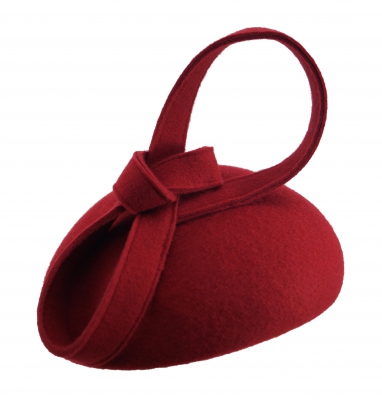 Whiteley-felt pillbox-hat with loop decoration-in scarlet red