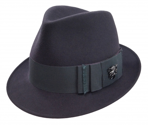 Philip Treacy- trilby hat in velour felt with unicorn- grey